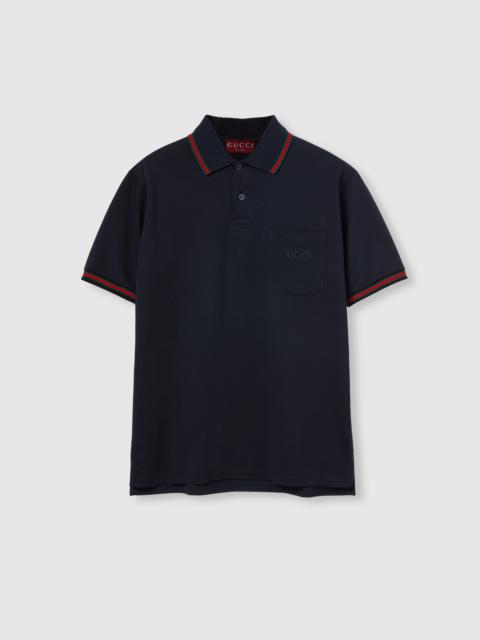 Embroidered stretch cotton polo shirt