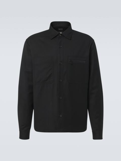 Technical wool overshirt