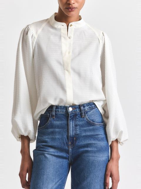 DIANNE MINI GRID GEORGETTE VOLUME SLEEVE BLOUSE