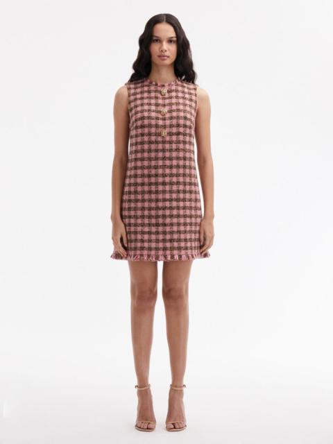 CHECKERED TWEED SHIFT DRESS