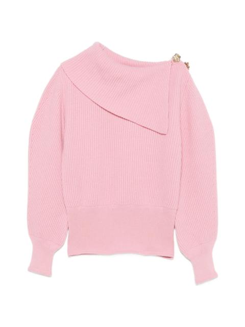 Blumarine Off-shoulder Rose-embellished Sweater