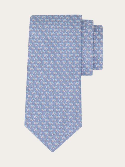 Elephant print silk tie
