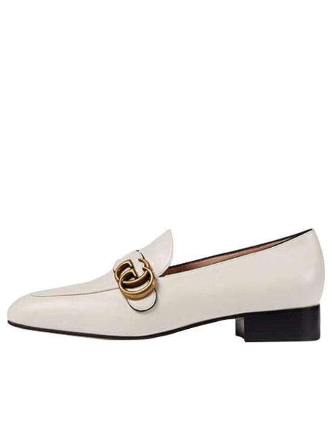 (WMNS) Gucci Double G Leather Loafers 'White' 602496-C9D00-9022