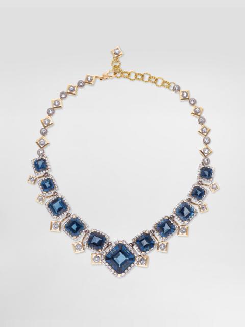 Eleganza Necklace 18-carat white and yellow gold, topazes, and sapphires.