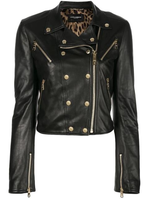 zipper trimmed biker jacket