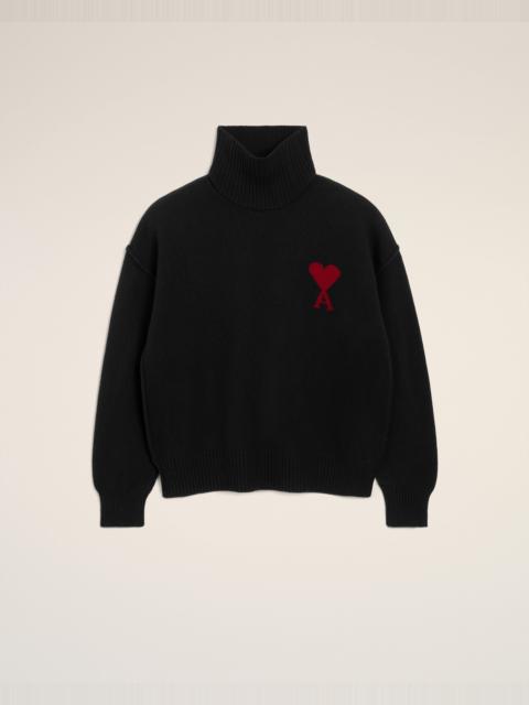 BLACK WOOL AMI DE COEUR FUNNEL NECK SWEATER