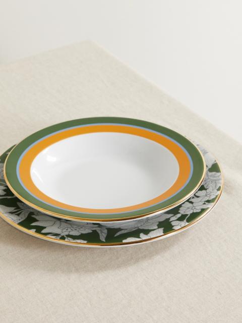 Libellula Gold-plated Porcelain Soup And Dinner Plate Set