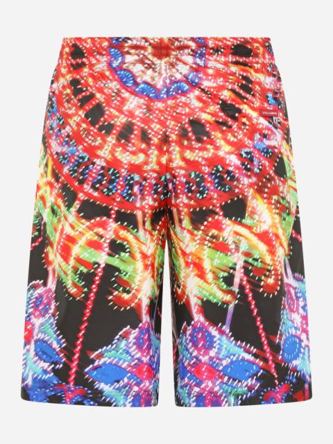 Long swim trunks with illumination print