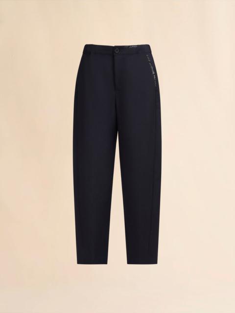 DEEP BLUE TROPICAL WOOL TROUSERS WITH MARNI MENDING