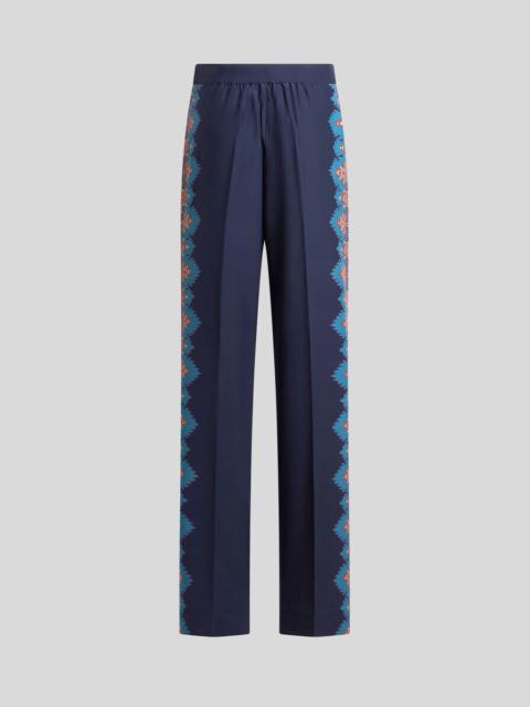 SILK TROUSERS WITH PLACED PRINT