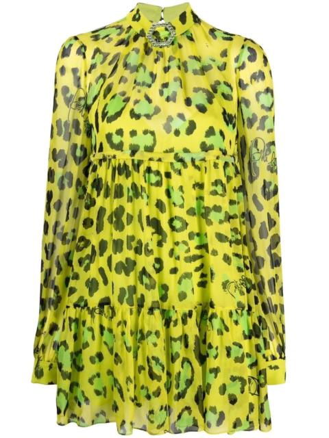 leopard-print silk dress