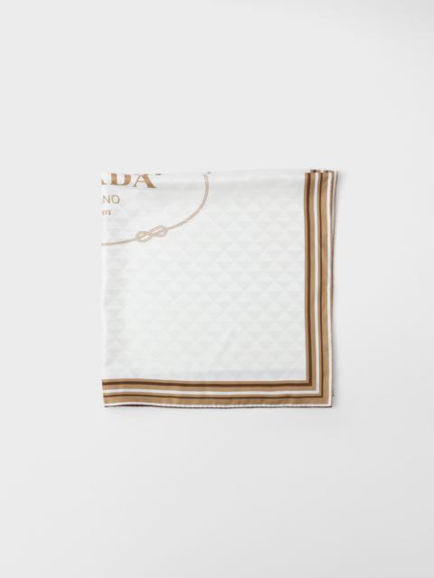 Printed silk twill jacquard scarf 90 x 90 cm