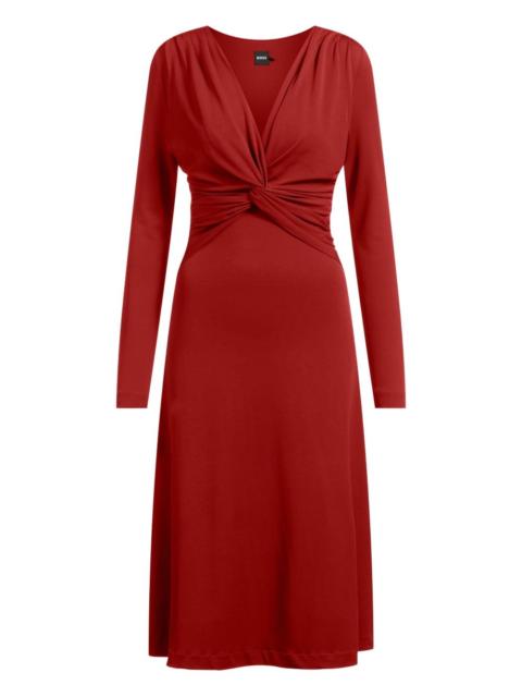 twist-detail long-sleeve midi dress