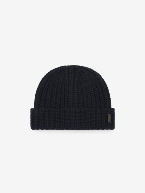 Blue merino wool and cashmere beanie