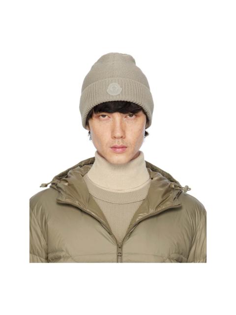 Beige Logo Patch Beanie