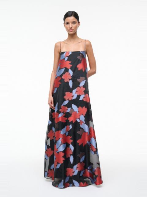 STAUD DELFINA DRESS NIGHT GARDEN