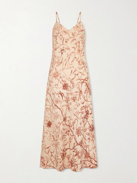 Floral Silk-jacquard Midi Dress