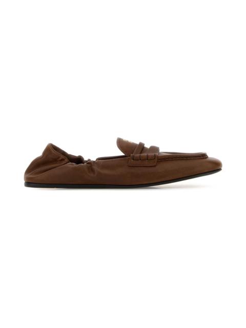 Brown Nappa Leather Ruches Loafers
