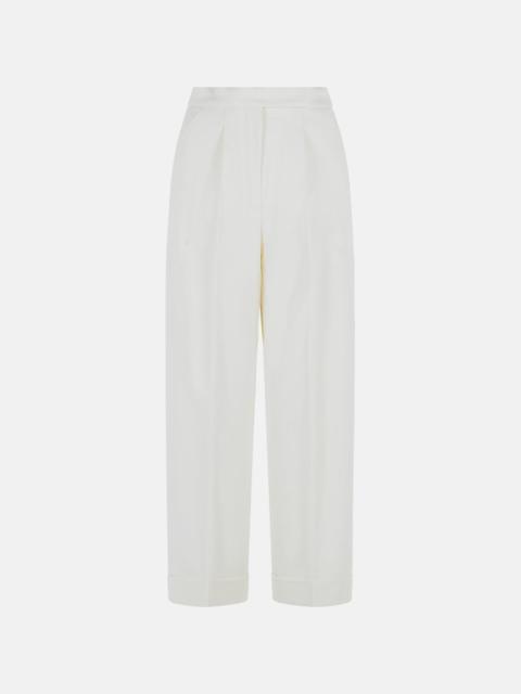 'RUGIADA' MILK WHITE VIRGIN WOOL PANTS