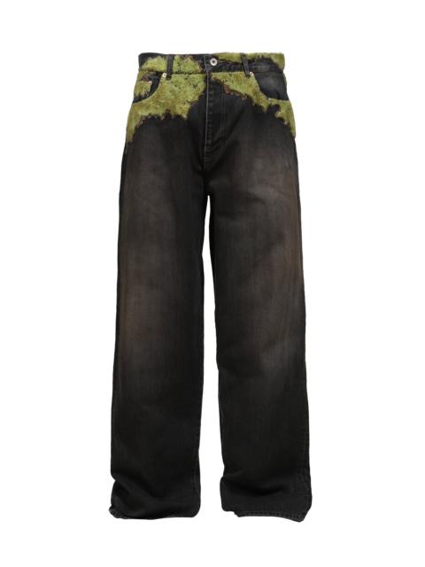 MOSS-GROWN WOOD DENIM PANTS / BLK