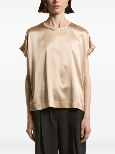 silk-blend short-sleeve top
