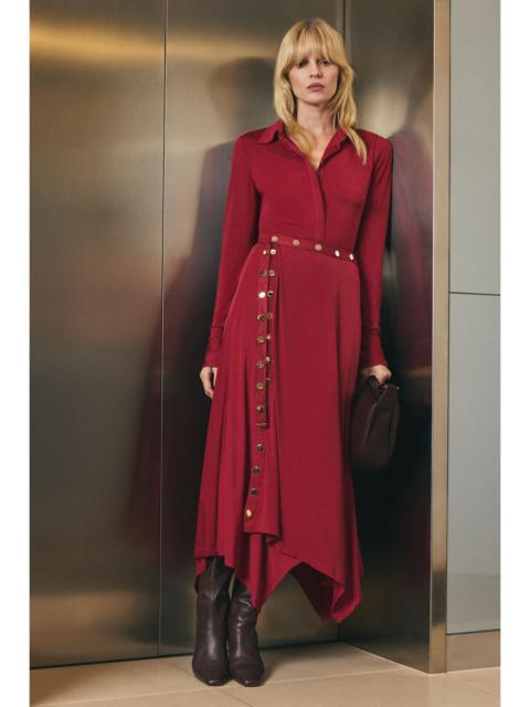 Drapey Crepe Hanky Hem Eyelet Detail Maxi Skirt