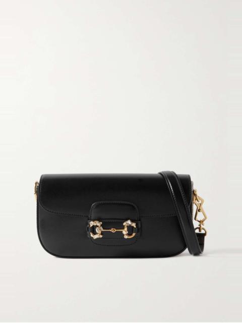 Horsebit 1955 embellished textured-leather shoulder bag