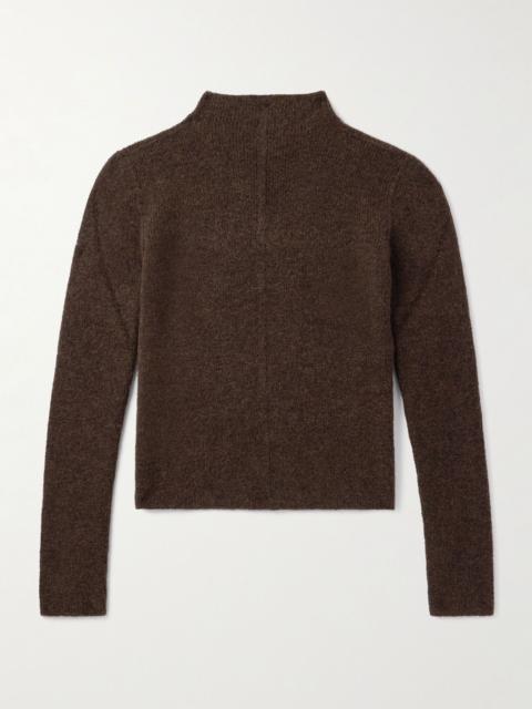 Slim-Fit Ribbed-Knit Sweater Brown