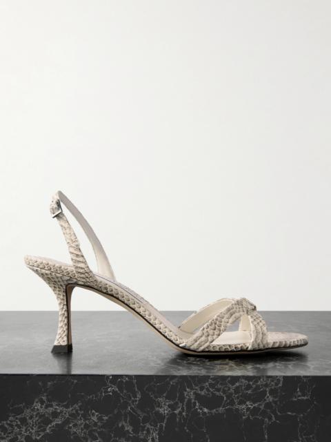 Elsy 70 Snake-effect Leather Slingback Sandals