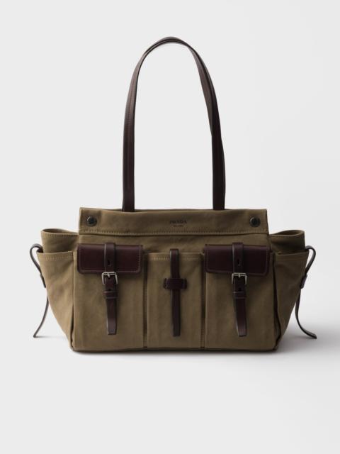 Prada Route large canvas and leather tote bag
