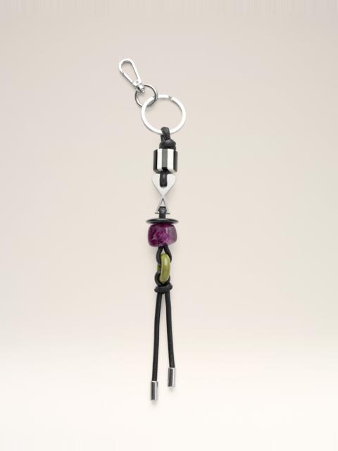 BLACK LEATHER AND METAL AMI DE COEUR PEARLS KEYRING