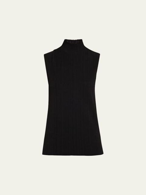Federica Micro-Pleated Knit Turtleneck Top