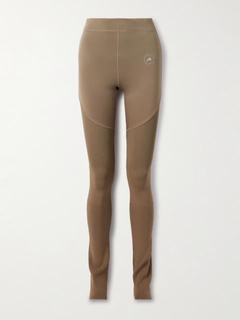 Paneled Stretch Recycled And Ribbed-knit Leggings