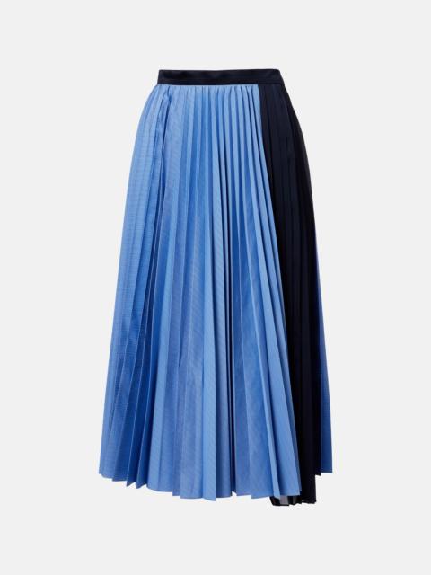 Striped cotton-blend poplin midi skirt