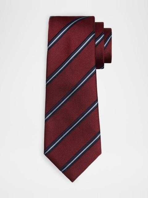 Men's Regimental Stripe Silk and Cotton Tie