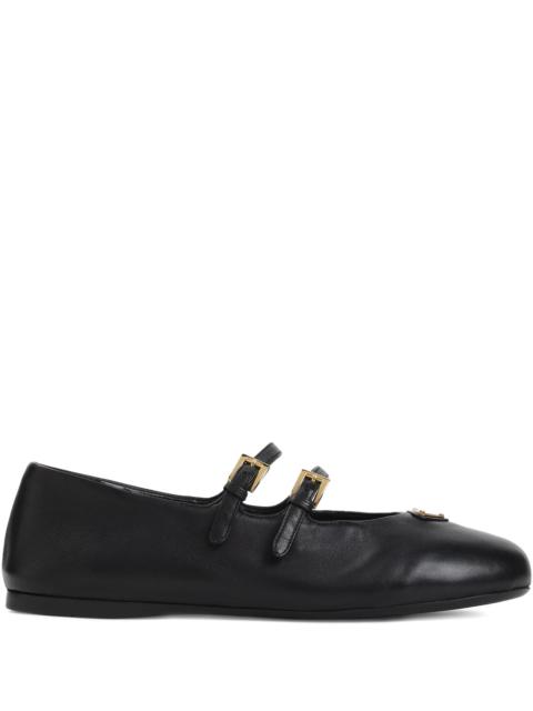 Prada Double-buckle Leather Ballet Flats