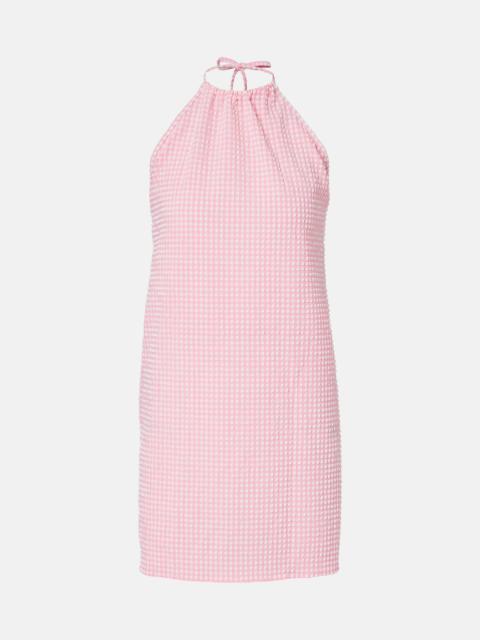 Gingham halterneck seersucker minidress
