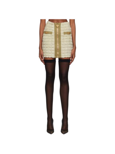 Beige Zip Miniskirt