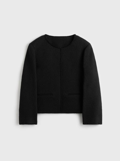 Open-front bouclé blazer black