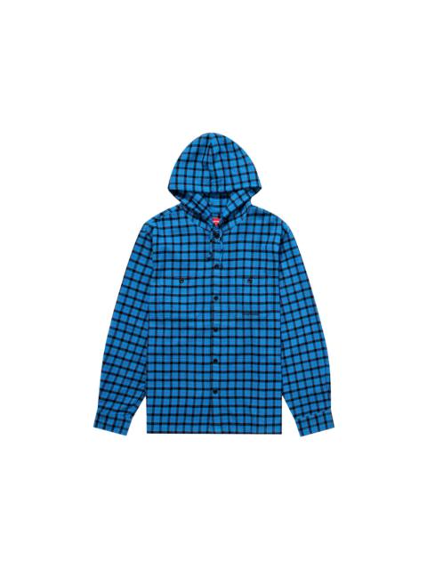 Supreme Mini Plaid Hooded Shirt Blue