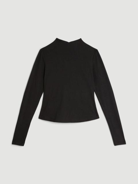 Stretch Cotton Funnel Neck Top
