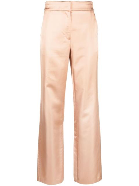 straight-leg satin trousers