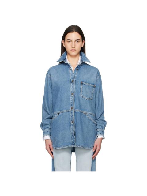 Blue Laurel Crown Emblem Denim Shirt
