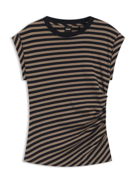 STRIPED TOP IN COTTON JERSEY WITH GATHERED WAIST
