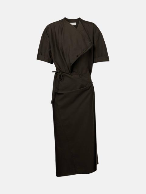 Draped cotton and silk shirt dress