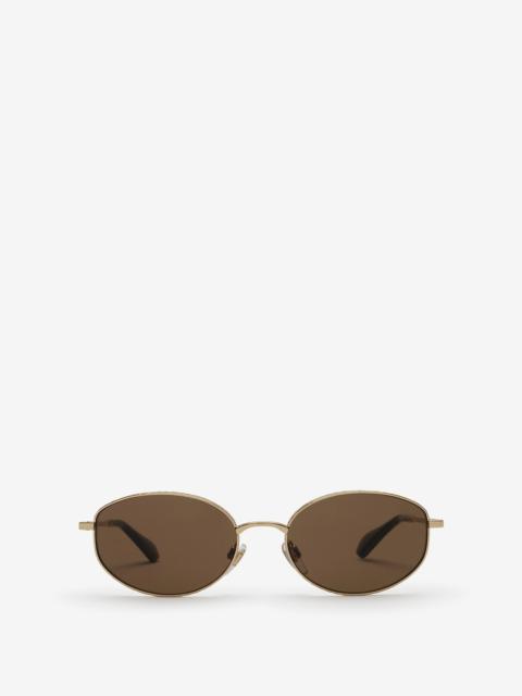 Metal Check Oval Sunglasses