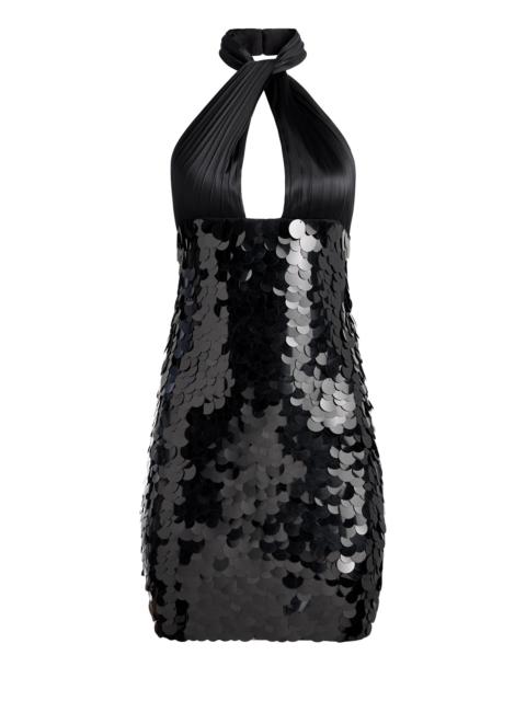 DEDRA EMBELLISHED TWIST NECK MINI DRESS