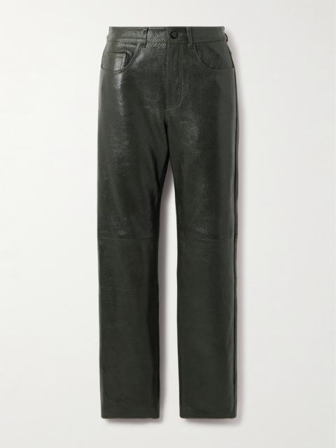 Emera Snake-effect Leather Straight-leg Pants