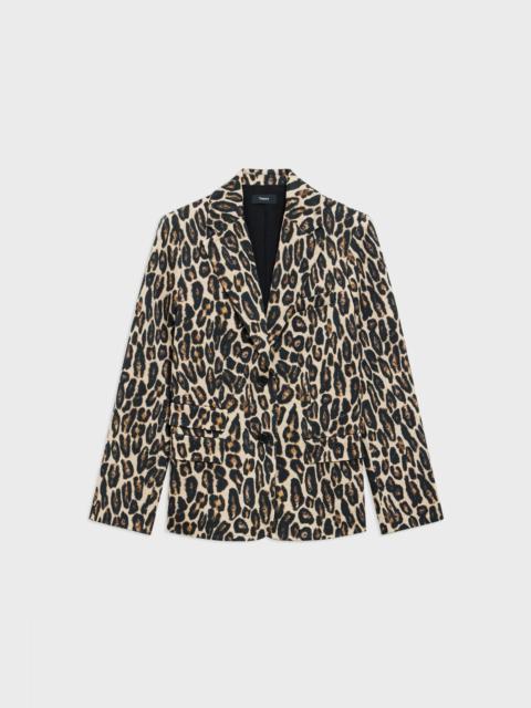 Tailored Blazer in Stretch Leopard Wool