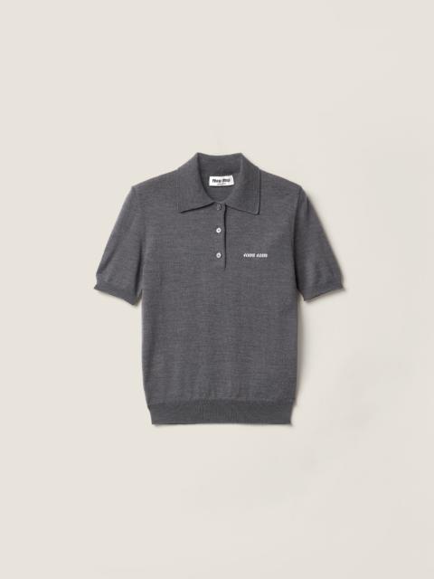 Wool knit polo shirt